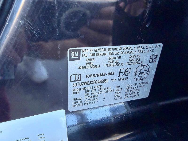 Продаж на аукціоні авто 2015 Gmc Sierra, vin: 3GTU2WEJXFG435869, номер лоту: 52102166