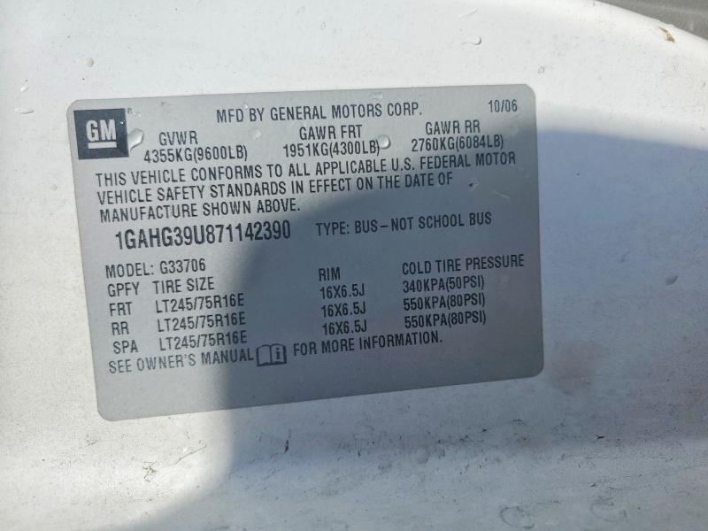 Продаж на аукціоні авто 2007 Chevrolet Express G3500, vin: 1GAHG39U871142390, номер лоту: 52319316