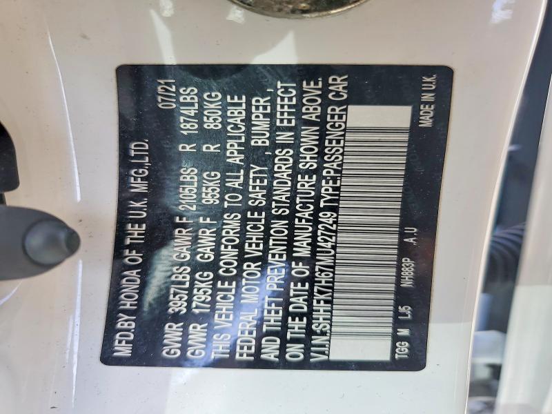 Aukcja sprzedaży 2021 Honda Civic, vin: SHHFK7H67MU427249, numer aukcji: 54117466