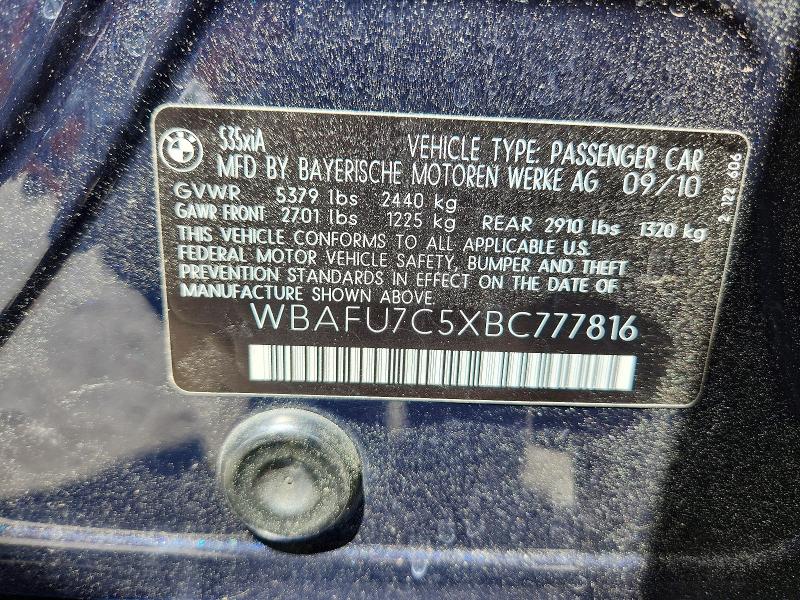 54101876 :رقم المزاد ، WBAFU7C5XBC777816 vin ، 2011 Bmw 535 مزاد بيع