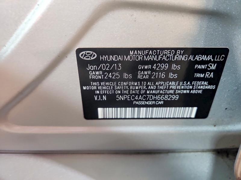 Продаж на аукціоні авто 2013 Hyundai Sonata, vin: 5NPEC4AC7DH668299, номер лоту: 52838716