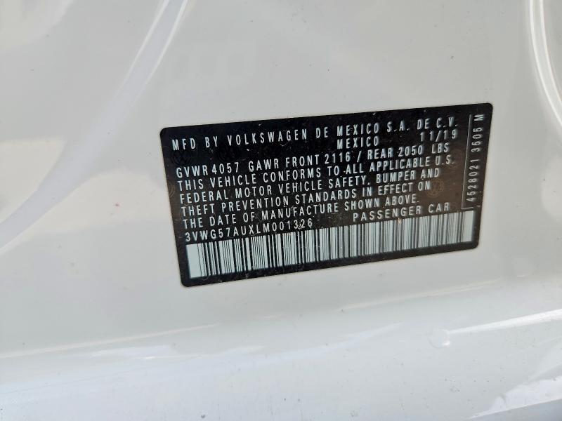 Aukcja sprzedaży 2020 Volkswagen Golf, vin: 3VWG57AUXLM001326, numer aukcji: 54962066