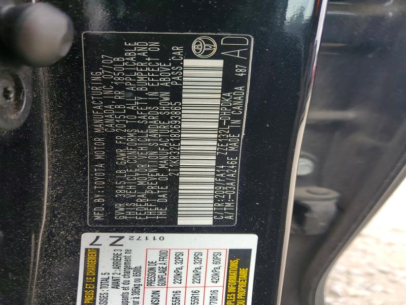 Aukcja sprzedaży 2008 Toyota Corolla Matrix, vin: 2T1KR32E18C693865, numer aukcji: 51586296