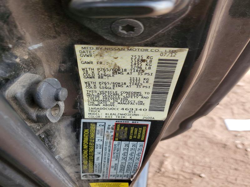 2012 Nissan Frontier მანქანა იყიდება აუქციონზე, vin: 1N6AD0CU0CC469340, აუქციონის ნომერი: 53298996