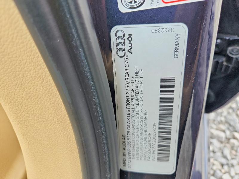 55500356 :رقم المزاد ، WAUHGBFC2DN038735 vin ، 2013 Audi A6 مزاد بيع