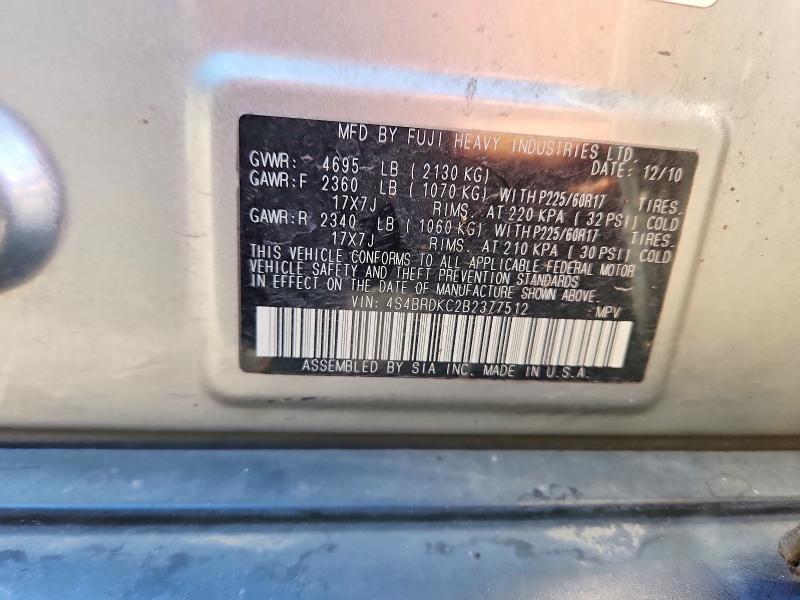 Aukcja sprzedaży 2011 Subaru Outback, vin: 4S4BRDKC2B2377512, numer aukcji: 54501656