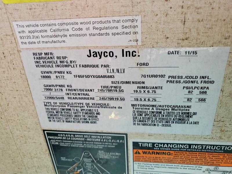 Aukcja sprzedaży 2016 Jayc Recreational Vehicle (rv), vin: 1F65F5DYXG0A05883, numer aukcji: 53803416