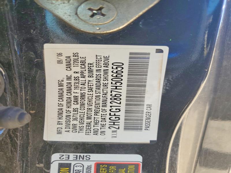 Aukcja sprzedaży 2007 Honda Civic, vin: 2HGFG12867H506650, numer aukcji: 52191596