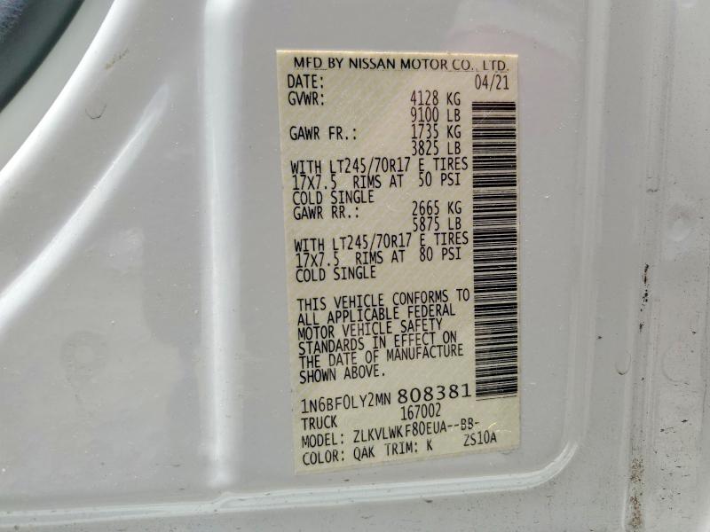 52626216 :رقم المزاد ، 1N6BF0LY2MN808381 vin ، 2021 Nissan Nv مزاد بيع