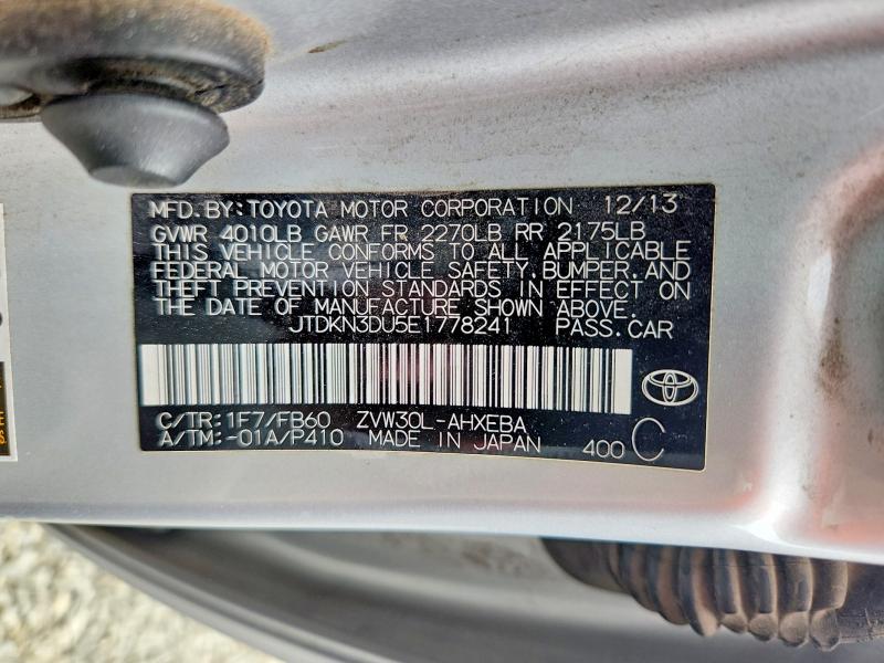 Продаж на аукціоні авто 2014 Toyota Prius, vin: JTDKN3DU5E1778241, номер лоту: 52329506