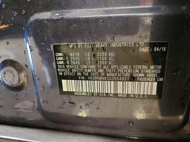 Aukcja sprzedaży 2016 Subaru Legacy, vin: 4S3BNBN62G3054931, numer aukcji: 54256896