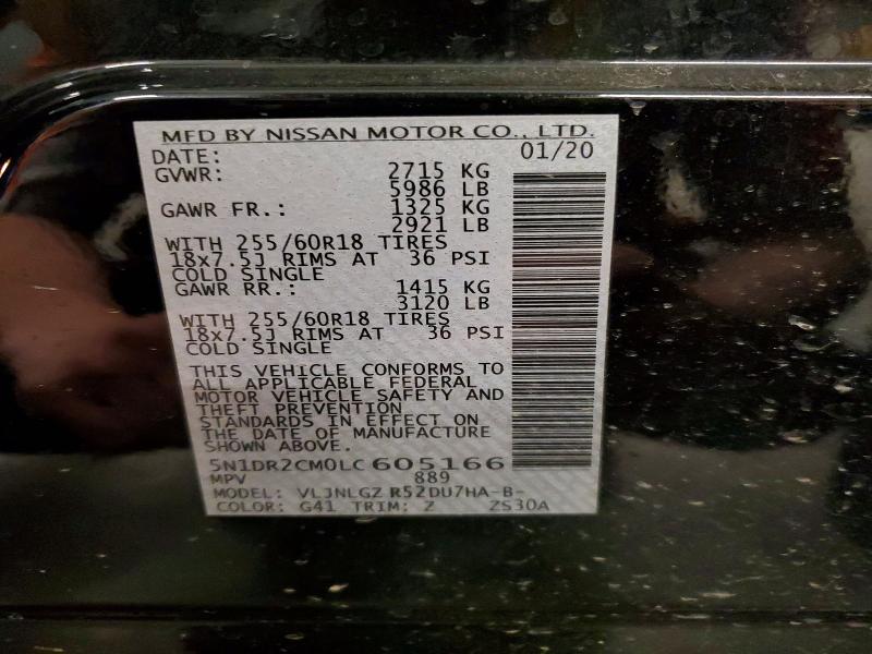 53434326 :رقم المزاد ، 5N1DR2CM0LC605166 vin ، 2020 Nissan Pathfinder مزاد بيع