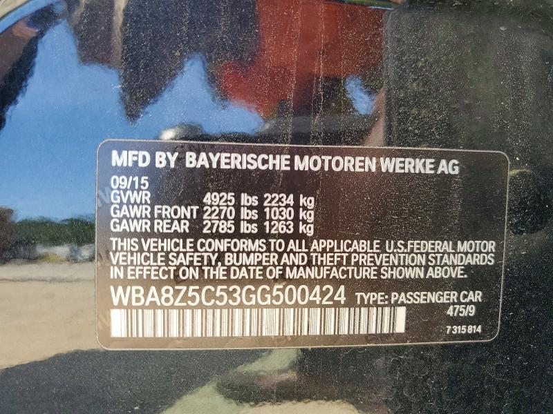 2016 Bmw 328 მანქანა იყიდება აუქციონზე, vin: WBA8Z5C53GG500424, აუქციონის ნომერი: 52299476