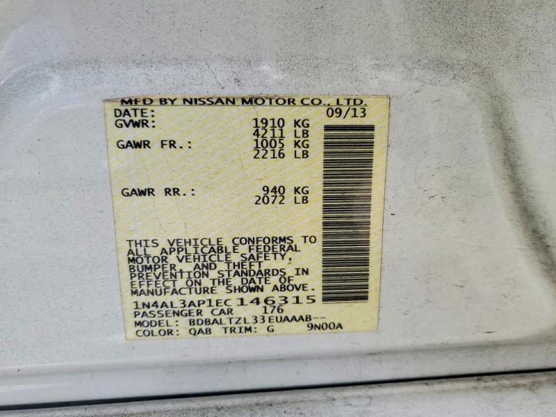 54226616 :رقم المزاد ، 1N4AL3AP1EC146315 vin ، 2014 Nissan Altima مزاد بيع