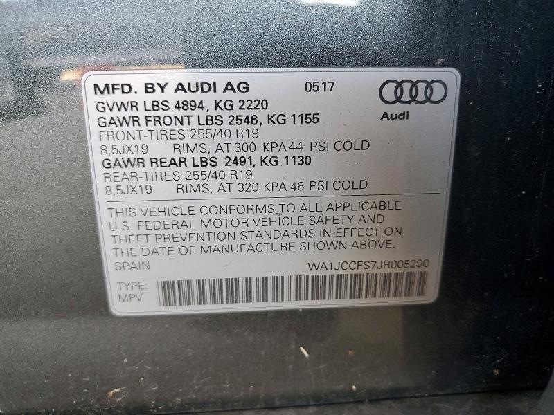 Aukcja sprzedaży 2018 Audi Q3, vin: WA1JCCFS7JR005290, numer aukcji: 54316366