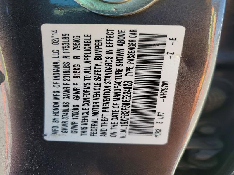 54671616 :رقم المزاد ، 19XFB2F58EE224828 vin ، 2014 Honda Civic مزاد بيع