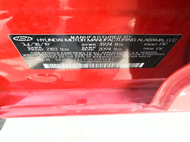 2020 Hyundai Elantra მანქანა იყიდება აუქციონზე, vin: 5NPD74LF0LH512417, აუქციონის ნომერი: 53110886