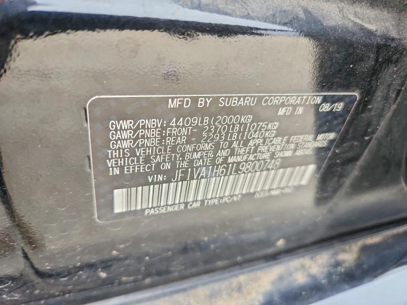 Aukcja sprzedaży 2020 Subaru Wrx, vin: JF1VA1H61L9800748, numer aukcji: 55088796