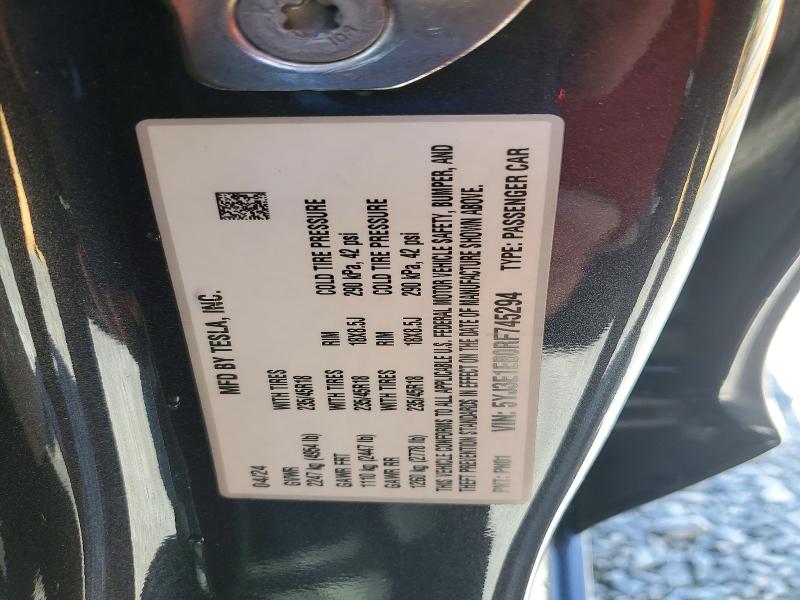 Aukcja sprzedaży 2024 Tesla Model 3, vin: 5YJ3E1EB0RF745294, numer aukcji: 54166966