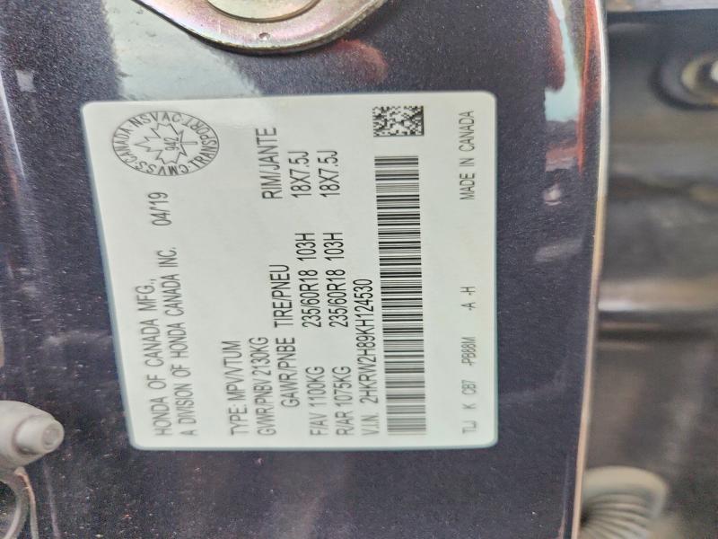 Продаж на аукціоні авто 2019 Honda Cr-v, vin: 2HKRW2H89KH124530, номер лоту: 52308076