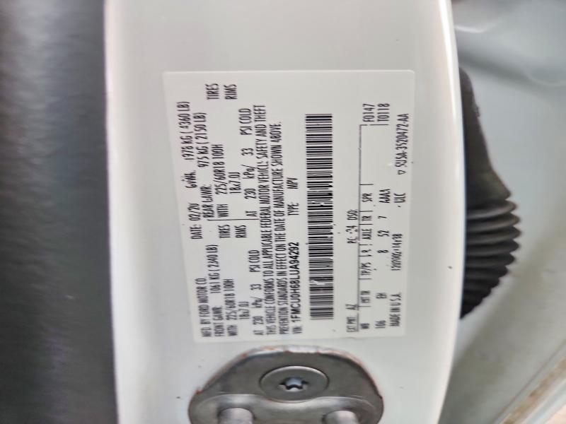 Aukcja sprzedaży 2020 Ford Escape, vin: 1FMCU0H68LUA94292, numer aukcji: 53125856