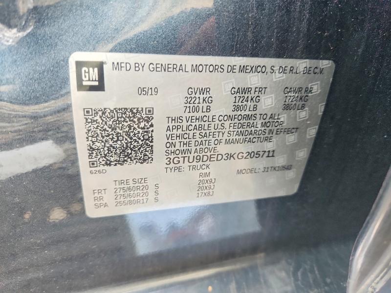 Продажа на аукционе авто 2019 Gmc Sierra, vin: 3GTU9DED3KG205711, номер лота: 54185526
