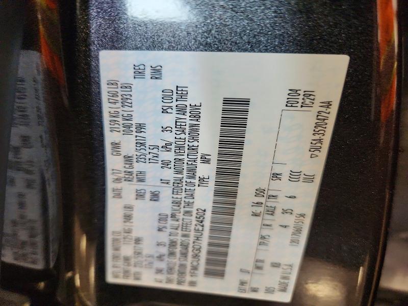Продажа на аукционе авто 2017 Ford Escape, vin: 1FMCU9GD7HUE24502, номер лота: 54279386