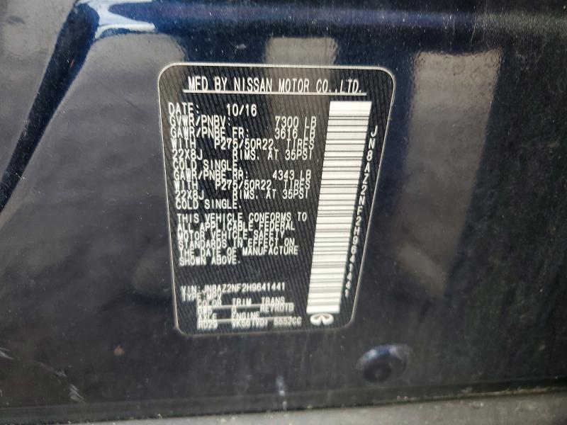 52886536 :رقم المزاد ، JN8AZ2NF2H9641441 vin ، 2017 Infiniti Qx80 مزاد بيع