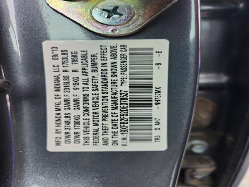 54662496 :رقم المزاد ، 19XFB2F52DE078537 vin ، 2013 Honda Civic مزاد بيع