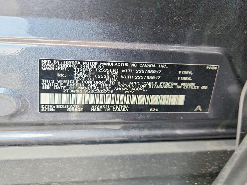 54585726 :رقم المزاد ، 2T3W1RFV5SC303726 vin ، 2025 Toyota Rav4 مزاد بيع