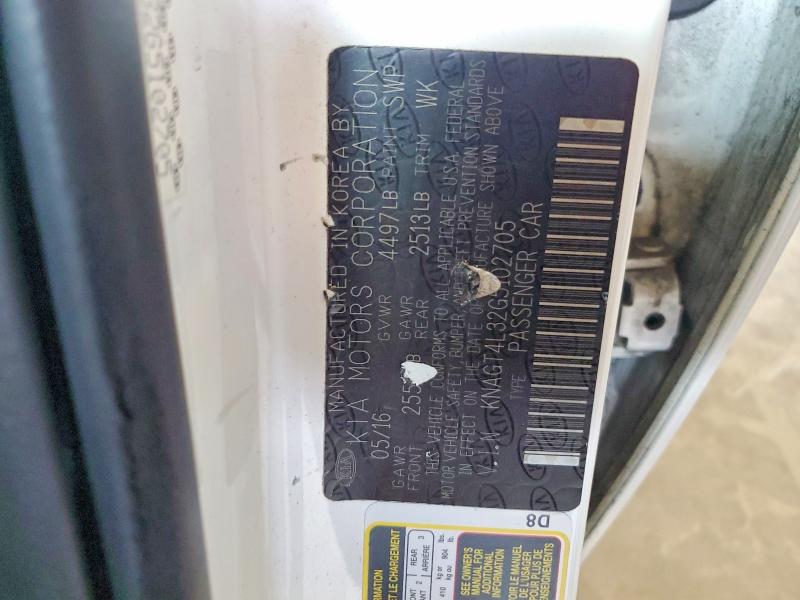 2016 Kia Optima მანქანა იყიდება აუქციონზე, vin: KNAGT4L32G5102705, აუქციონის ნომერი: 51124016