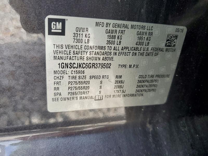 Продажа на аукционе авто 2016 Chevrolet Suburban, vin: 1GNSCJKC6GR379502, номер лота: 55397856
