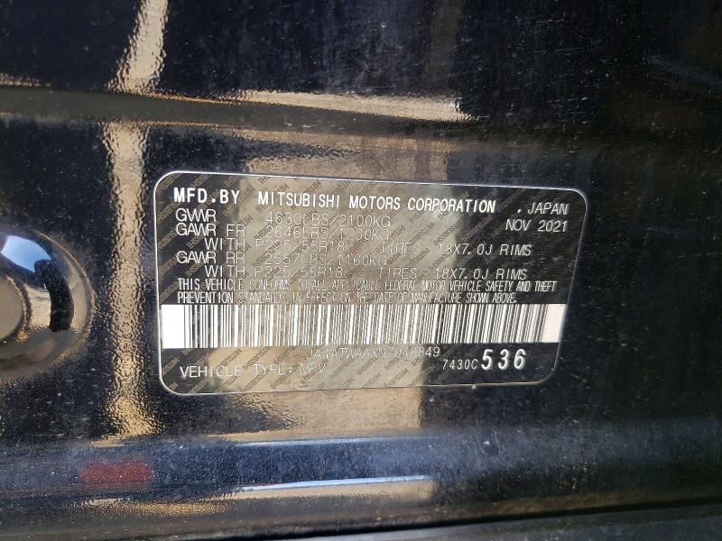 Продаж на аукціоні авто 2022 Mitsubishi Eclipse Cross, vin: JA4ATWAAXNZ048849, номер лоту: 52046146
