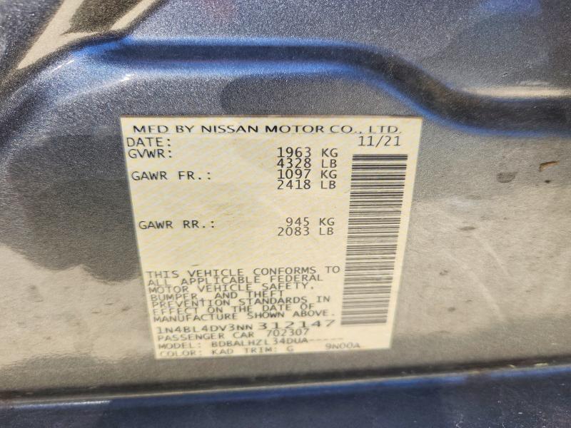 Aukcja sprzedaży 2022 Nissan Altima, vin: 1N4BL4DV3NN312147, numer aukcji: 55204906