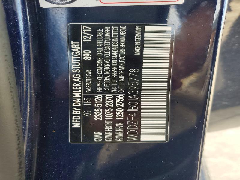 52723946 :رقم المزاد ، WDDZF4JB0JA395778 vin ، 2018 Mercedes-benz E مزاد بيع