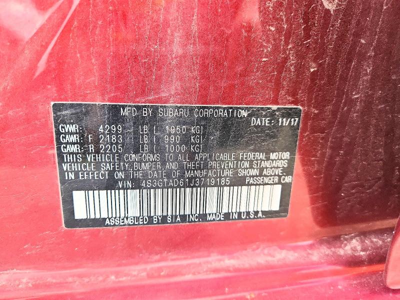 2018 Subaru Impreza მანქანა იყიდება აუქციონზე, vin: 4S3GTAD61J3719185, აუქციონის ნომერი: 53283686