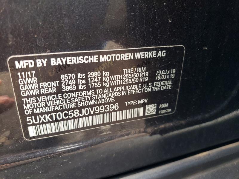 52958836 :رقم المزاد ، 5UXKT0C58J0V99396 vin ، 2018 Bmw X5 مزاد بيع