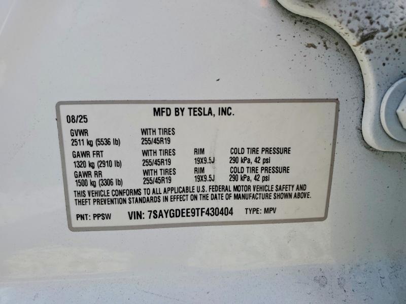 Продаж на аукціоні авто 2026 Tesla Model Y, vin: 7SAYGDEE9TF430404, номер лоту: 50463266