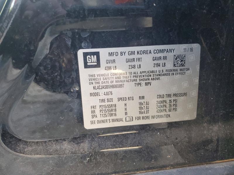 Aukcja sprzedaży 2017 Buick Encore, vin: KL4CJASBXHB065897, numer aukcji: 52388036