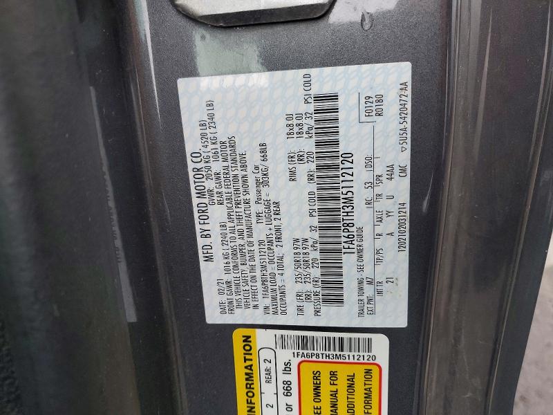 52397006 :رقم المزاد ، 1FA6P8TH3M5112120 vin ، 2021 Ford Mustang مزاد بيع