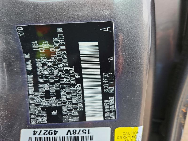 54297056 :رقم المزاد ، 5TDKK3DC9ES429859 vin ، 2014 Toyota Sienna مزاد بيع