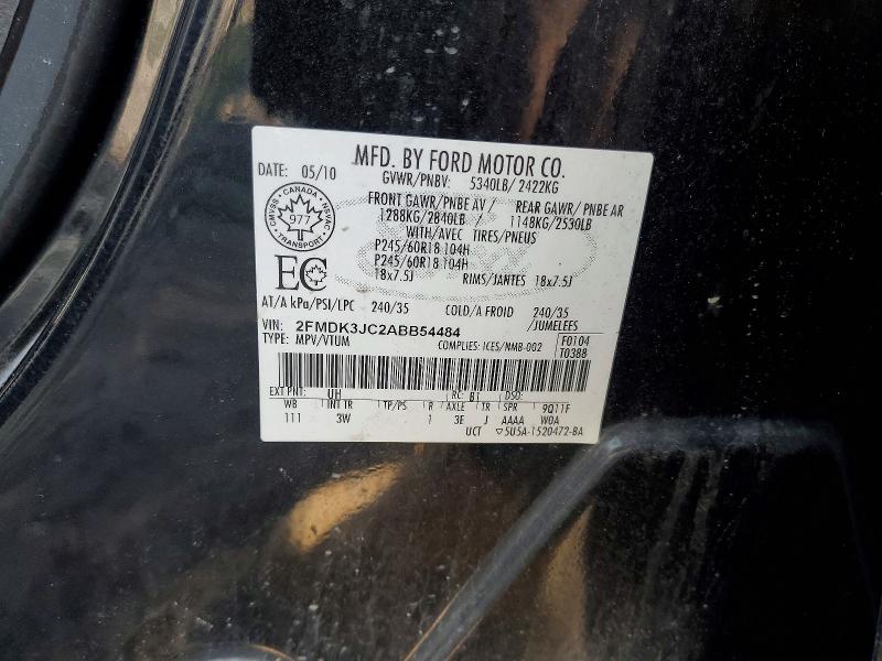 Продажа на аукционе авто 2010 Ford Edge, vin: 2FMDK3JC2ABB54484, номер лота: 52657516