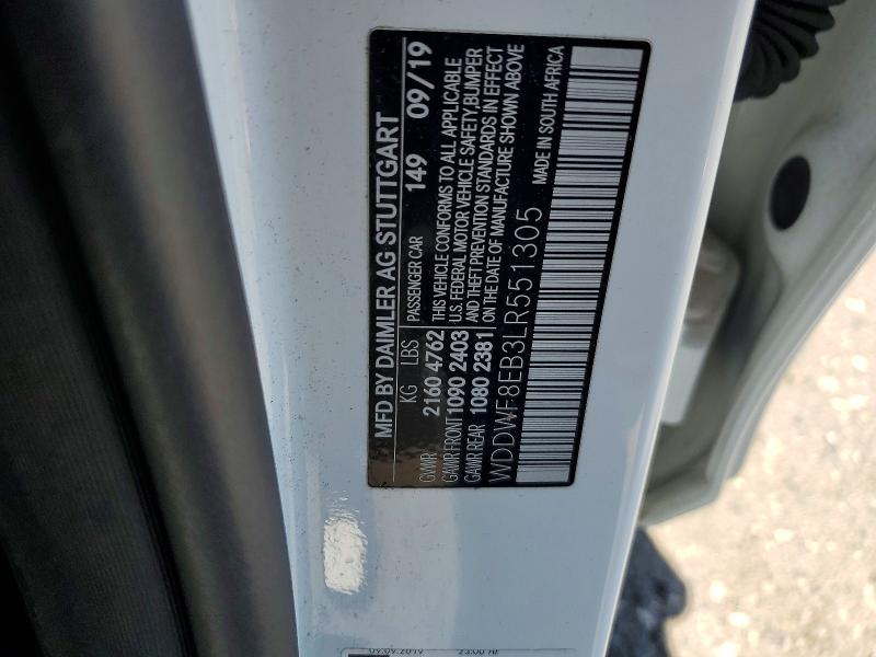 Aukcja sprzedaży 2020 Mercedes-benz C, vin: WDDWF8EB3LR551305, numer aukcji: 55630226