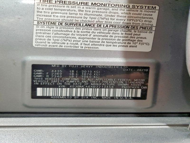 2011 Subaru Legacy მანქანა იყიდება აუქციონზე, vin: 4S3BMCA6XB3213458, აუქციონის ნომერი: 52737936