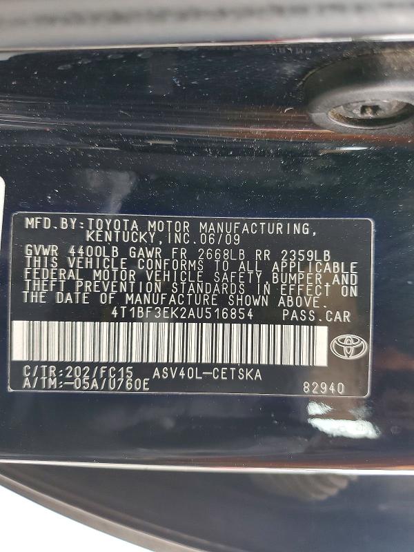 2010 Toyota Camry მანქანა იყიდება აუქციონზე, vin: 4T1BF3EK2AU516854, აუქციონის ნომერი: 55571296