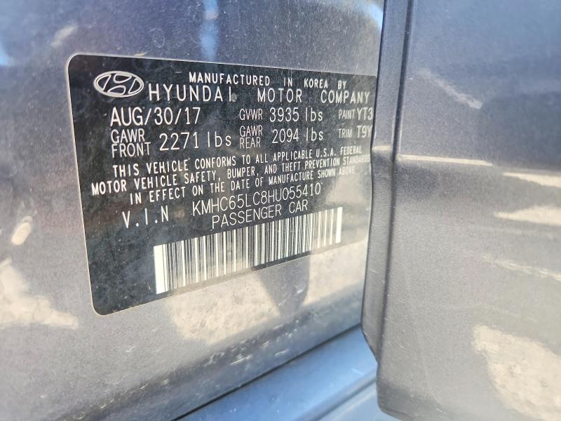 2017 Hyundai Ioniq მანქანა იყიდება აუქციონზე, vin: KMHC65LC8HU055410, აუქციონის ნომერი: 53741726