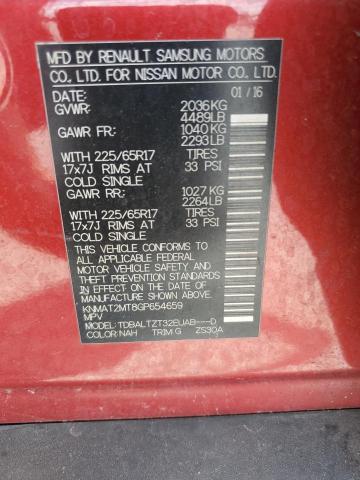 53584186 :رقم المزاد ، KNMAT2MT8GP654659 vin ، 2016 Nissan Rogue مزاد بيع