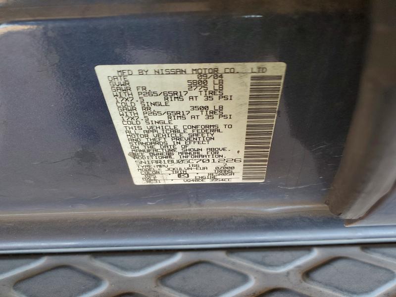 Продаж на аукціоні авто 2005 Nissan Pathfinder, vin: 5N1AR18U05C701226, номер лоту: 53122506