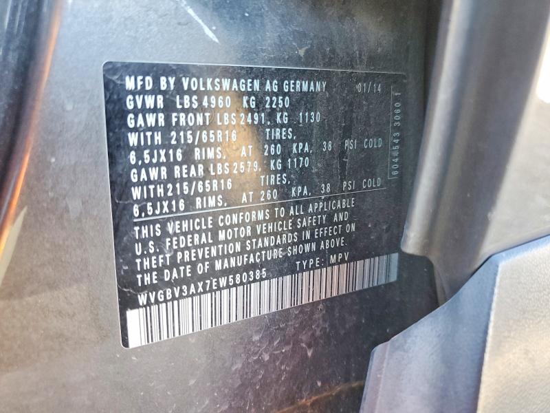 Aukcja sprzedaży 2014 Volkswagen Tiguan, vin: WVGBV3AX7EW580385, numer aukcji: 54536176