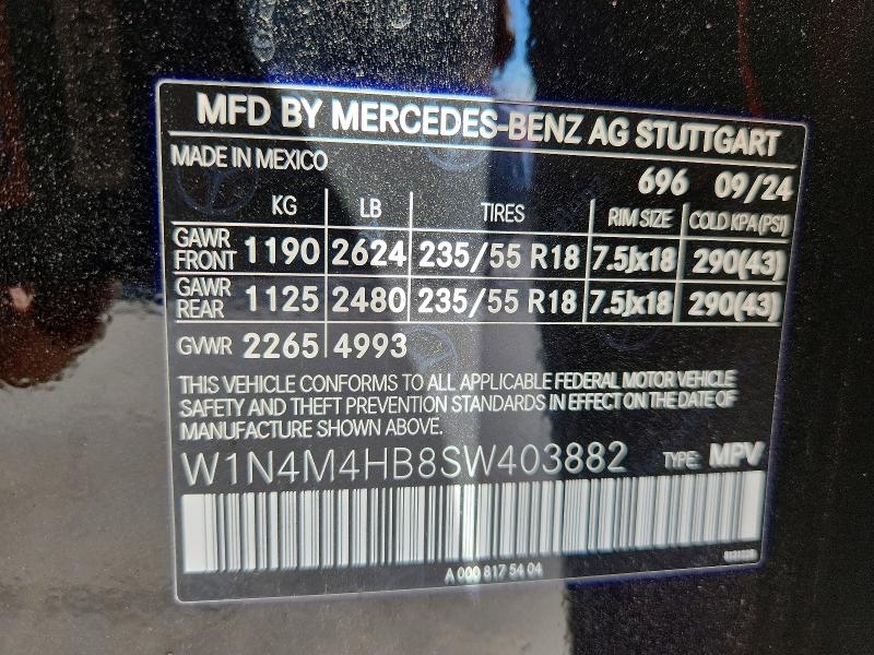 53545776 :رقم المزاد ، W1N4M4HB8SW403882 vin ، 2025 Mercedes-benz Glb مزاد بيع